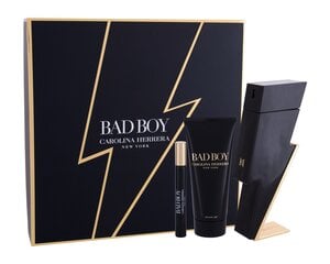 Набор Carolina Herrera Bad Boy для мужчин: EDT, 100 мл + EDT, 10 мл + гель для душа 100 мл цена и информация | Мужские духи | kaup24.ee