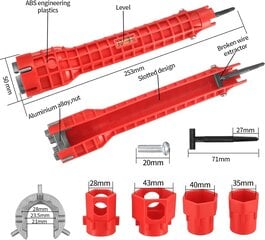 14-ühes kraanivõti, valamuvõti, sanitaartehnilised tööriistad, kraanikausi mutrivõti, kraani valamutoru paigaldamise tööriistad, multifunktsionaalne torustiku mutrivõti kraanikausi/vannitoa/köögi jaoks hind ja info | Käsitööriistad | kaup24.ee