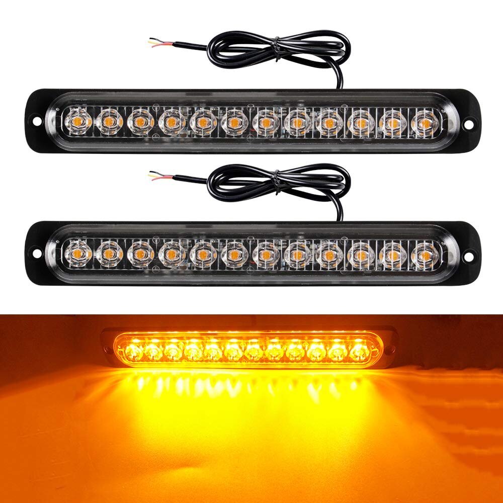 2x 12LEDSi LED-vilguga auto avariihoiatustuled Vilkuvad hoiatustuled riba Mootorratta suunatule režiimi tuli (merevaigukollane) цена и информация | Lisatarvikud korpustele | kaup24.ee