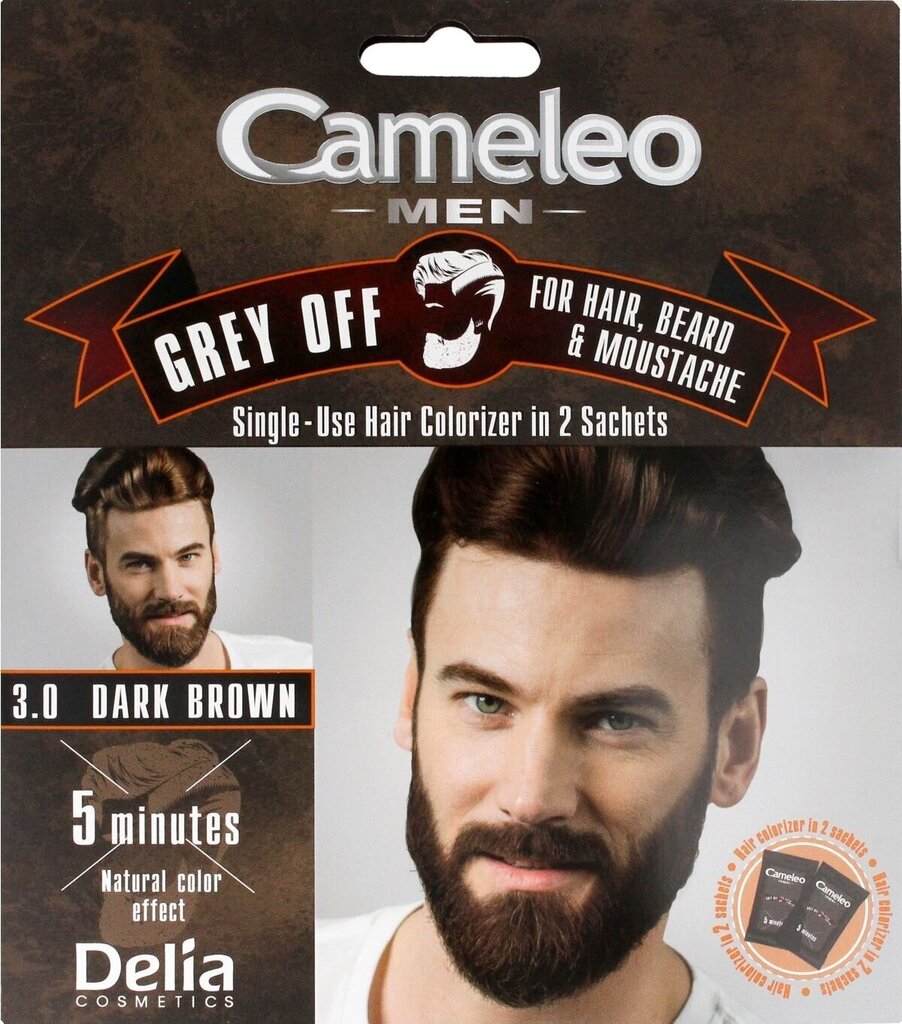 Kreemjas juuksevärv Delia Cosmetics Cameleo Men 2 x 15 ml, 3.0 Dark Brown цена и информация | Juuksevärvid | kaup24.ee