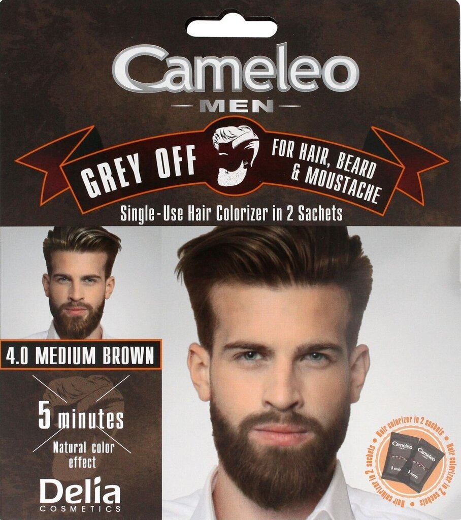 Kreemjas juuksevärv Delia Cosmetics Cameleo Men 2 x 15 ml, 4.0 Medium Brown цена и информация | Juuksevärvid | kaup24.ee