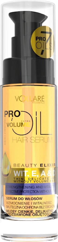 Kohevust andev juukseõli Vollare Pro Oils 30 ml hind ja info | Maskid, õlid, seerumid | kaup24.ee