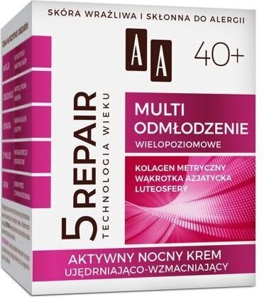 Siluv öökreem AA Technologia Age 5Repair 40+ Multi Rejuvenation Active, 50 ml цена и информация | Näokreemid | kaup24.ee