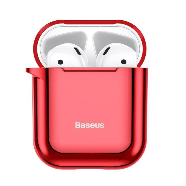 Ümbris Baseus Metallic Shining Ultra-thin Silicone Protector Case with Hook for Airpods, Red hind ja info | Kõrvaklappide tarvikud | kaup24.ee