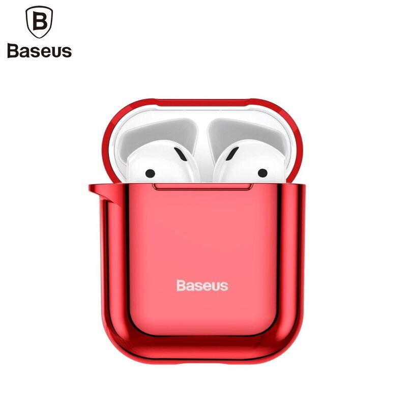 Ümbris Baseus Metallic Shining Ultra-thin Silicone Protector Case with Hook for Airpods, Red hind ja info | Kõrvaklappide tarvikud | kaup24.ee