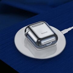 Чехол Baseus Metallic Shining Ultra-thin Silicone Protector Case with Hook for Airpods, Silver цена и информация | Аксессуары для наушников | kaup24.ee