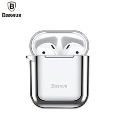 Чехол Baseus Metallic Shining Ultra-thin Silicone Protector Case with Hook for Airpods, Silver цена и информация | Аксессуары для наушников | kaup24.ee