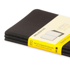 3 Moleskine Cahier Journali komplekt P check, must цена и информация | Тетради и бумажные товары | kaup24.ee