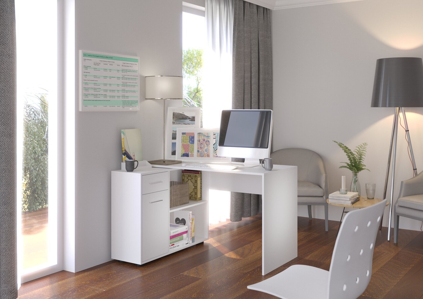 Kirjutuslaud Adrk Furniture Saulo, valge цена и информация | Arvutilauad, kirjutuslauad | kaup24.ee