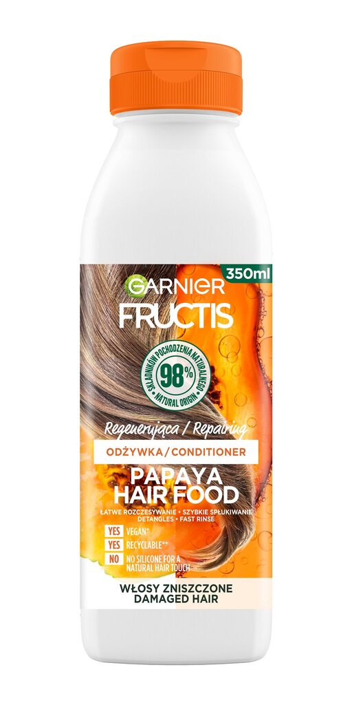 Juuksepalsam Garnier Fructis Papaya Hair Food 350 ml hind ja info | Juuksepalsamid | kaup24.ee