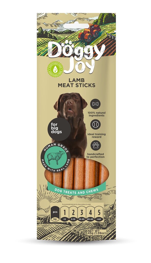 Doggy Joy lamb meat sticks närimismaiused koertele 45g hind ja info | Maiustused koertele | kaup24.ee