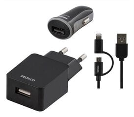 Deltaco USB-ACDC, Lightning, 1A hind ja info | Mobiiltelefonide laadijad | kaup24.ee