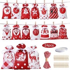 (SSkomplekt 1)Advendikalendri kinkekotikomplekt 24tk/komplekt DIY jõulude advendikalender Jõuluvana Jõulunukk Merry Christmas Navidad Kid King цена и информация | Календари, ежедневники | kaup24.ee