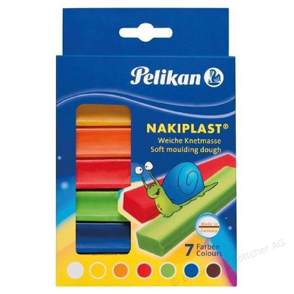 Plastiliin 7 värvi Pelikan Nakiplast 125g hind ja info | Kunstitarbed, voolimise tarvikud | kaup24.ee