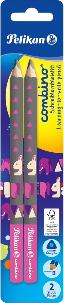 Harilik pliiats Pelikan Combino 2 x B kolmnurksed, roosa hind ja info | Kunstitarbed, voolimise tarvikud | kaup24.ee