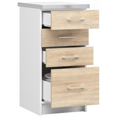 Кухонный шкафчик NORE Lima S40 с 4 ящиками, белый/дубовый цена и информация | Кухонные шкафчики | kaup24.ee