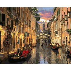 Maalimiskomplekt numbrite järgi Veneetsia (gondlid) 40x50 hind ja info | Maalid numbri järgi | kaup24.ee
