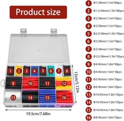 580 tükki termokahanevate torude komplekt 2:1 elektriliste termokahanevate torude valiku isolatsioonitoru koos karbiga kaabli DIY tööriistakomplekti jaoks (16 suurust värvi) hind ja info | Muud mööblitarvikud | kaup24.ee