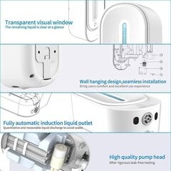 Automaatne seebi dosaator, 350 ml seinale paigaldatav seebi dosaator Infrapunasensoriga puutevaba geeli dosaator, vedelseebi dosaator kööki vannituppa hotellikool hind ja info | Muud mööblitarvikud | kaup24.ee