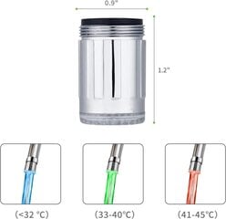 Värviline LED-veekraan kolme värvi muutva temperatuuriregulaatoriga, veevoolu kraan köögi ja vannitoa jaoks цена и информация | Другие принадлежности для мебели | kaup24.ee