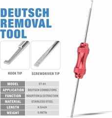 iCrimp ET-01 Deutsch sisestus- ja väljatõmbetööriistad, kontaktide väljatõmbamine, kontakti korpusesse, kiiluluku eemaldamise tööriist DT, DTM, DTP-seeria jaoks цена и информация | Другие принадлежности для мебели | kaup24.ee