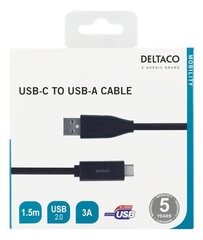 Deltaco USBC-1005M, USB C, USB A, 1.5m hind ja info | Mobiiltelefonide kaablid | kaup24.ee