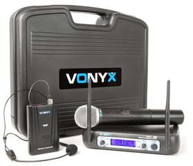 Vonyx WM512C 2-kanaliga VHF juhtmeta mikrofonikomplekt hind ja info | Mikrofonid | kaup24.ee