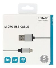 Deltaco MICRO-115F, USB A, USB Micro B, 2 м цена и информация | Кабели для телефонов | kaup24.ee