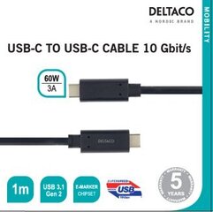Deltaco USBC-1122M, USB C, 1м цена и информация | Borofone 43757-uniw | kaup24.ee