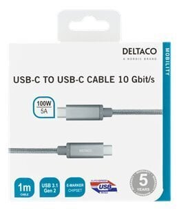 Deltaco USBC-1417M, USB C, 1m hind ja info | Mobiiltelefonide kaablid | kaup24.ee