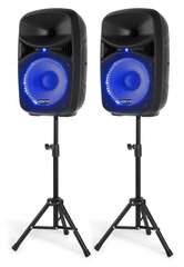 Aktiivkõlarite komplekt LED, mikrofoni ja statiividega Vonyx VPS102A 600W цена и информация | Аудиоколонки | kaup24.ee