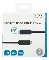 Deltaco USBC-1054M, USB C, 1 м цена и информация | Кабели для телефонов | kaup24.ee