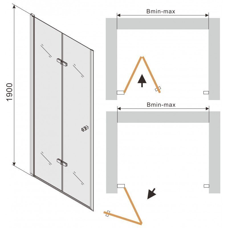 Dušiuks Mexen Lima 70,80,90,100,110,120x190 cm, grey hind ja info | Dušikabiinide uksed ja seinad | kaup24.ee