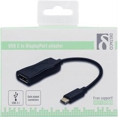 Deltaco USBC-DP, USB-C, 0.1 м цена и информация | Адаптеры и USB-hub | kaup24.ee