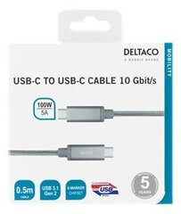 Deltaco USBC-1416M, USB C, 0.5m hind ja info | Mobiiltelefonide kaablid | kaup24.ee