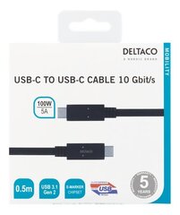 Deltaco USBC-1401M, USB C, 0.5 m hind ja info | Mobiiltelefonide kaablid | kaup24.ee