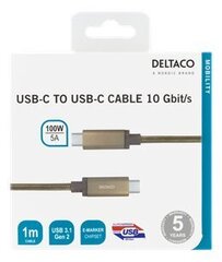 Deltaco USBC-1422M, USB C, 1m hind ja info | Mobiiltelefonide kaablid | kaup24.ee