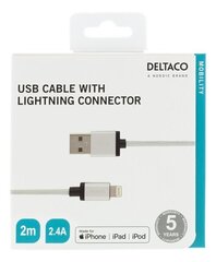 Deltaco IPLH-230F, Lightning, USB, 2м цена и информация | Кабели для телефонов | kaup24.ee