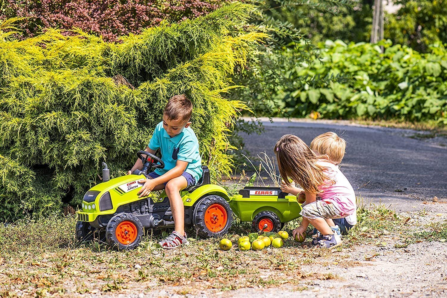 Pedaalidega pealeistutav traktor haagisega Falk Claas Arion 2041C, roheline hind ja info | Poiste mänguasjad | kaup24.ee