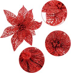 12 tk Kunstlik jõululill Poinsettia Glitter Ornaments Sädelevad jõululilled Litrililled hind ja info | Kunstkuused | kaup24.ee