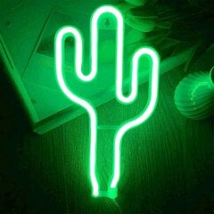 Cactus LED neoonroheline valgusmärk USB või akutoitega neoon seinavalgusti kaktus lastetuba jõulupeo baar hind ja info | Kunstkuused | kaup24.ee