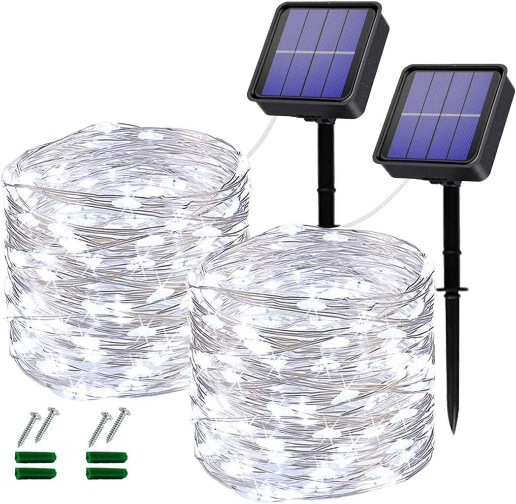 [2 tk.] 2 x 10M 200 LED päikesepatarei valgustid 8 mustriga vasktraadist veekindlad dekoratiivsed valgustid aia, pulma, peo, siseõue, magamistoa, rõdu jaoks цена и информация | Jõulutuled | kaup24.ee