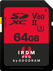 Goodram mälukaart SDXC Iridium PRO 64GB V60 UHS-II U3 цена и информация | Карты памяти | kaup24.ee