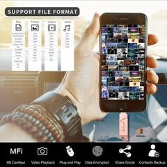 128 GB välismälu Memory Stick Flash Drive 3 in 1 Lightning/Micro/USB pööratav U-ketas hind ja info | Mälupulgad | kaup24.ee