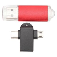 USB-mälupulk Kompaktne kaasaskantav USB-välkmälu koos USB-tüüpi C ja mikro-USB-adapteriga Windows 98 jaoks operatsioonisüsteemi OS X 9 jaoks, punane, 128 GB hind ja info | Mälupulgad | kaup24.ee