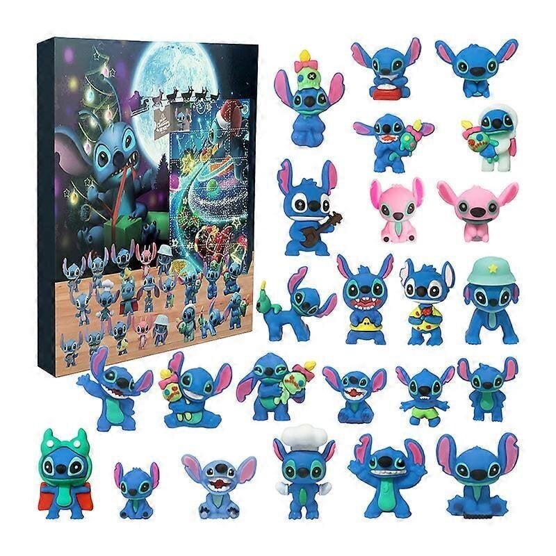 Stitch Advendikalender Box Disney Anime Figuurid Modell Nukud 24 Päeva Loendaja Kogumisobjektid Lapsed Jõulukingid Laste Mänguasjad цена и информация | Jõulukaunistused | kaup24.ee