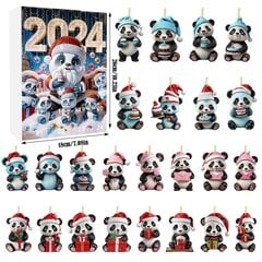 2024. aasta jõulude advendikalender 24 päeva mänguasjade kinkekarp Panda kaunistuste kalender jõulupuu kaunistamine taksikoerte kaunistused цена и информация | Рождественские украшения | kaup24.ee