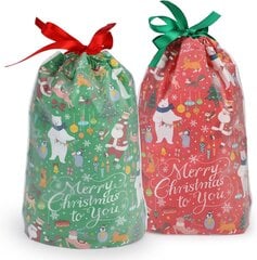 24 больших пакета Cadeaux Noël Sacs à Cordons Pochette Cadeau Emballage Sachet pour Noël Enfants Anniversaire, пакет для печенья, пакет для конфет (A) цена и информация | Рождественские украшения | kaup24.ee