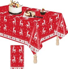 Nappe de Noël Rouge из стойкого ПВХ à l'eau avec élan, многоразовый, большой Nappe de Noël Rouge для интерьера или экстерьера, декоративный столик Noël, 108 x 180 см цена и информация | Рождественские украшения | kaup24.ee