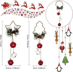 Рождественские колокольчики с шишками и красными ягодами для украшения дома, 30 см (Д) x 12 см (Ш) цена и информация | Рождественские украшения | kaup24.ee